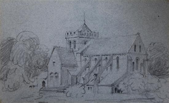 Peter de Wint (1784-1849) Boxgrove Priory, West Sussex 4.25 x 6.75in.